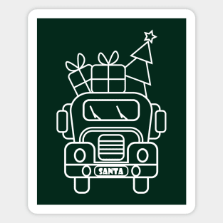 Outline white Christmas truck front view Magnet